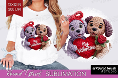 Knitted Valentines Day Round Tshirt Background - Faux Yarn Product Image 1