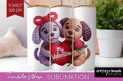 Knitted Valentines Day Tumbler Wrap - Faux Yarn Tumbler PNG Product Image 1