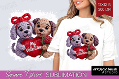 Knitted Valentines Day Square Tshirt Background - Faux Yarn Product Image 1