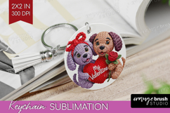 Knitted Valentines Day Keychain PNG - Faux Yarn Keychain Product Image 1