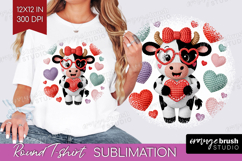 Knitted Valentines Day Round Tshirt Background - Faux Yarn Product Image 1