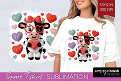 Knitted Valentines Day Square Tshirt Background - Faux Yarn Product Image 1