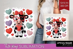 Knitted Valentines Day Tote Bag - Faux Yarn Tote Bag PNG Product Image 1