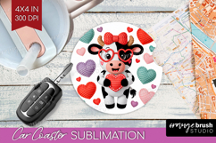 Knitted Valentines Day Car Coaster - Faux Yarn Coaster PNG Product Image 1