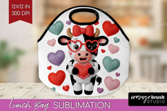 Knitted Valentines Day Lunch Bag - Faux Yarn Lunch Bug PNG Product Image 1