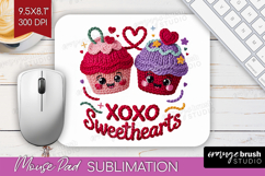 Knitted Valentines Day Mouse Pad Sublimation - Faux Yarn PNG Product Image 1