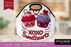 Knitted Valentines Day Lunch Bag - Faux Yarn Lunch Bug PNG Product Image 1