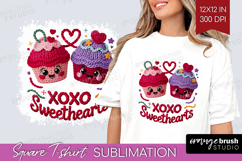 Knitted Valentines Day Square Tshirt Background - Faux Yarn Product Image 1