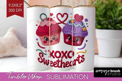 Knitted Valentines Day Tumbler Wrap - Faux Yarn Tumbler PNG Product Image 1