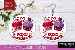 Knitted Valentines Day Round Earrings - Faux Yarn PNG Product Image 1