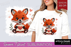 Knitted Valentines Day Square Tshirt Background - Faux Yarn Product Image 1