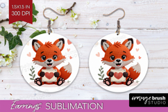 Knitted Valentines Day Round Earrings - Faux Yarn PNG Product Image 1