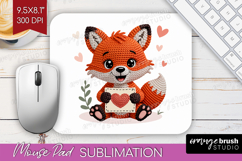 Knitted Valentines Day Mouse Pad Sublimation - Faux Yarn PNG Product Image 1