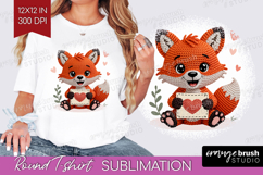 Knitted Valentines Day Round Tshirt Background - Faux Yarn Product Image 1