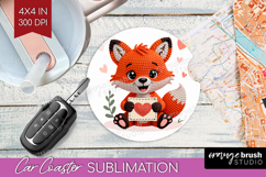 Knitted Valentines Day Car Coaster - Faux Yarn Coaster PNG Product Image 1