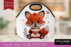 Knitted Valentines Day Lunch Bag - Faux Yarn Lunch Bug PNG Product Image 1