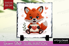 Knitted Valentines Day Slate PNG - Faux Yarn Square Slate Product Image 1