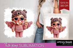 Knitted Valentines Day Tote Bag - Faux Yarn Tote Bag PNG Product Image 1