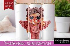 Knitted Valentines Day Tumbler Wrap - Faux Yarn Tumbler PNG Product Image 1