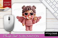 Knitted Valentines Day Mouse Pad Sublimation - Faux Yarn PNG Product Image 1