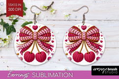 Knitted Valentines Day Round Earrings - Faux Yarn PNG Product Image 1