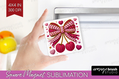 Knitted Valentines Day Magnet Sublimation - Faux Yarn Square Product Image 1