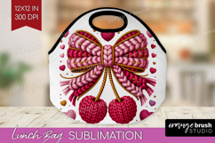 Knitted Valentines Day Lunch Bag - Faux Yarn Lunch Bug PNG Product Image 1