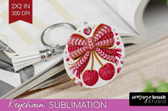 Knitted Valentines Day Keychain PNG - Faux Yarn Keychain Product Image 1