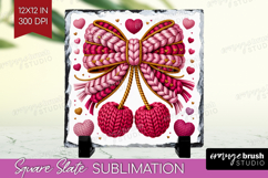 Knitted Valentines Day Slate PNG - Faux Yarn Square Slate Product Image 1
