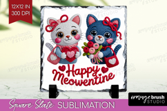 Knitted Valentines Day Slate PNG - Faux Yarn Square Slate Product Image 1