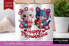 Knitted Valentines Day Tumbler Wrap - Faux Yarn Tumbler PNG Product Image 1