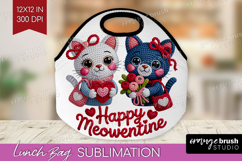 Knitted Valentines Day Lunch Bag - Faux Yarn Lunch Bug PNG Product Image 1