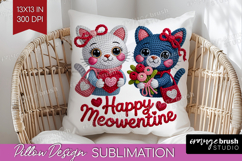 Knitted Valentines Day Pillow Sublimation - Faux Yarn Pillow Product Image 1