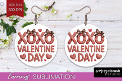 Knitted Valentines Day Round Earrings - Faux Yarn PNG Product Image 1