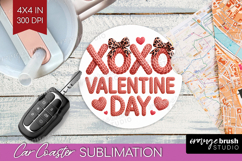 Knitted Valentines Day Car Coaster - Faux Yarn Coaster PNG Product Image 1