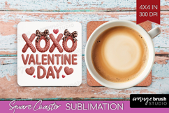 Knitted Valentines Day Square Coaster - Faux Yarn Coaster Product Image 1