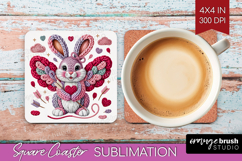 Knitted Valentines Day Square Coaster - Faux Yarn Coaster Product Image 1