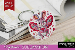 Knitted Valentines Day Keychain PNG - Faux Yarn Keychain Product Image 1