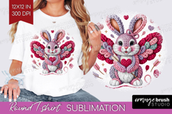 Knitted Valentines Day Round Tshirt Background - Faux Yarn Product Image 1