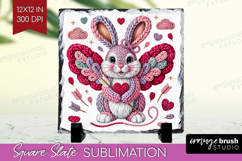 Knitted Valentines Day Slate PNG - Faux Yarn Square Slate Product Image 1