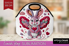 Knitted Valentines Day Lunch Bag - Faux Yarn Lunch Bug PNG Product Image 1