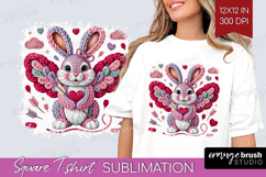 Knitted Valentines Day Square Tshirt Background - Faux Yarn Product Image 1