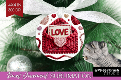 Knitted Valentines Day Ornament PNG - Faux Yarn PNG Product Image 1
