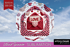 Knitted Valentines Day Wind Spinner Sublimation PNG - Faux Product Image 1