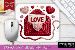 Knitted Valentines Day Mouse Pad Sublimation - Faux Yarn PNG Product Image 1