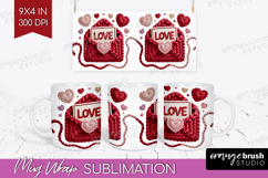 Knitted Valentines Day Mug Wrap - Faux Yarn Mug PNG Product Image 1