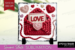 Knitted Valentines Day Slate PNG - Faux Yarn Square Slate Product Image 1