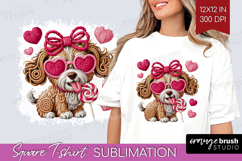 Knitted Valentines Day Square Tshirt Background - Faux Yarn Product Image 1