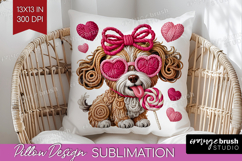 Knitted Valentines Day Pillow Sublimation - Faux Yarn Pillow Product Image 1