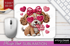 Knitted Valentines Day Mouse Pad Sublimation - Faux Yarn PNG Product Image 1